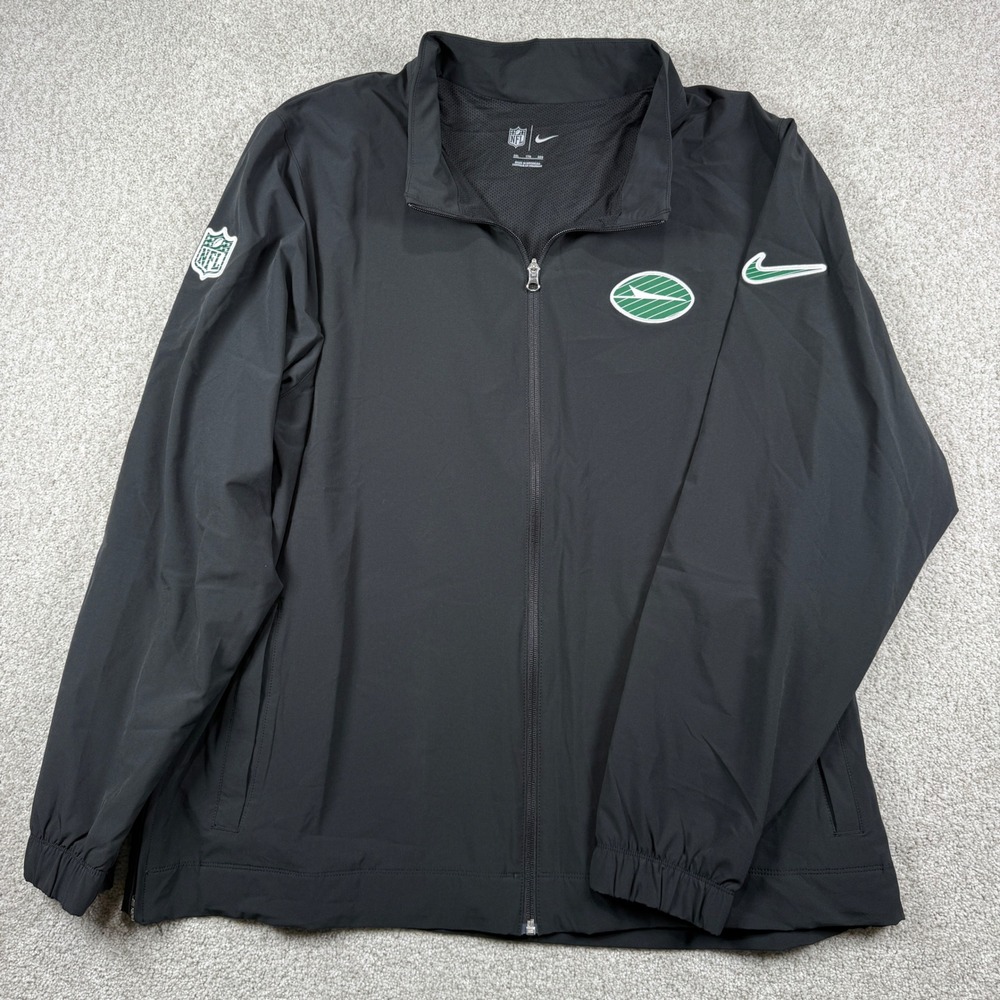 Nike Jacket Mens XXL Black NFL New York Jets Full Zip Windbreaker Lightweight